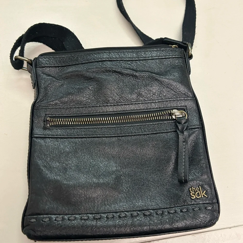 SAK Black Leather Crossbody Bag-Great shape-Beauty! Preowned unisex